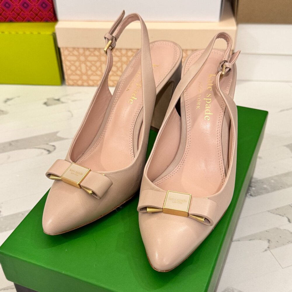 Kate Spade Bowdie Slingback Pumps Pale Vellum - Picture 4 of 12